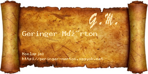Geringer Márton névjegykártya
